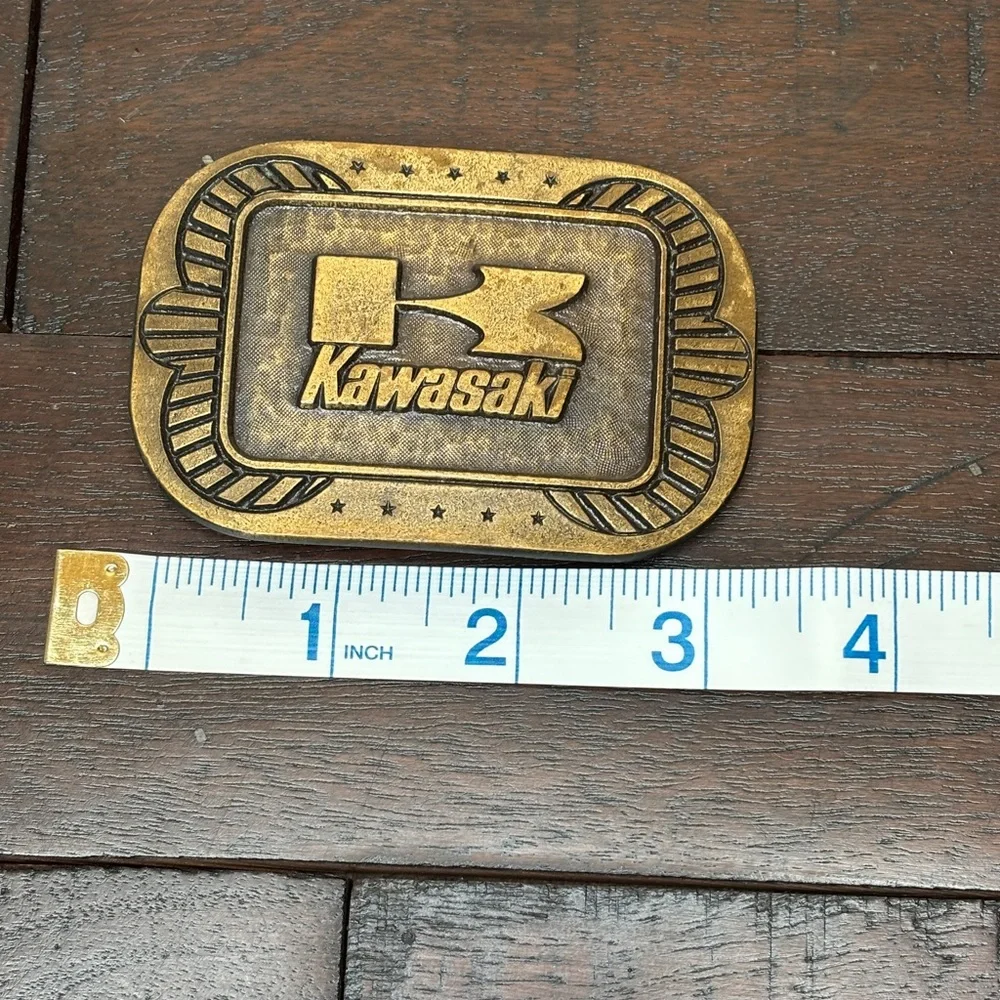 Kawasaki‎ Motorcycles Vintage Brass Belt Buckle - Great Condition